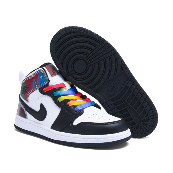 Youth Running Weapon Air Jordan 1 White/Black Shoes 0037